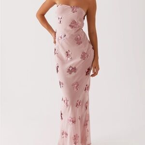 Peppermayo Pink Strapless Dress with Sequin Details
